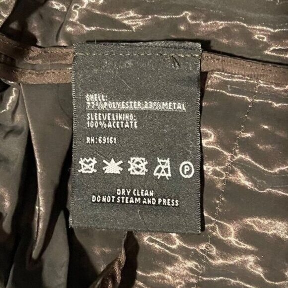 Carlisle Women’s 6 Metallic Brown Crinkle Flare Jacket Long Sleeve Button Down - Picture 5 of 10